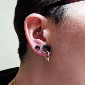 Gemmed Spike Huggie Earring Customer Photo